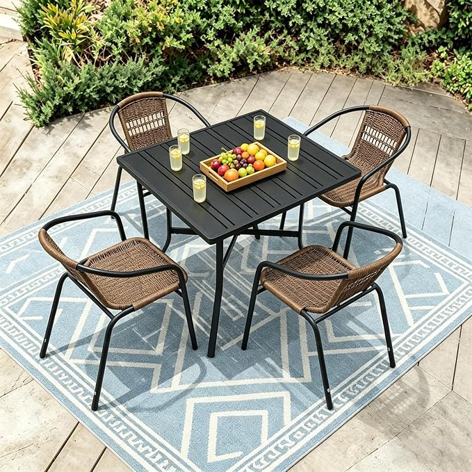 8 Stackable Wicker Patio Chairs, Weather-Resistant Outdoor Seating - Image 4