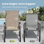 PHI VILLA Outdoor Stackable Dining Chair Set of 2, Textilene Mesh & Metal | - Image 2