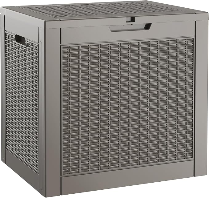 Outdoor Storage Box, 31 Gallon Resin Deck Boxes Outdoor Waterproof by WTFGO