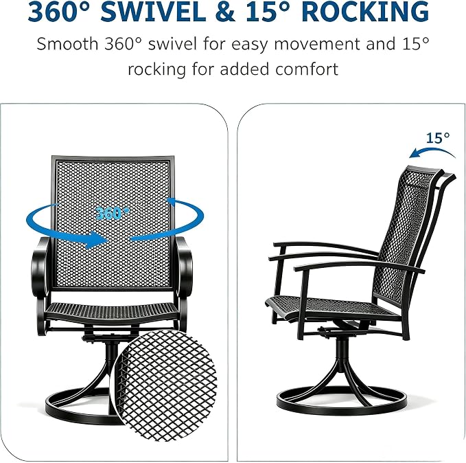 Outdoor Patio Dining Chairs Set of 8, All-Weather Metal Mesh Chairs - Image 6