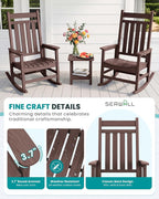 SERWALL Outdoor Rocking Chair Set of 2, Oversized Rocker - Image 7