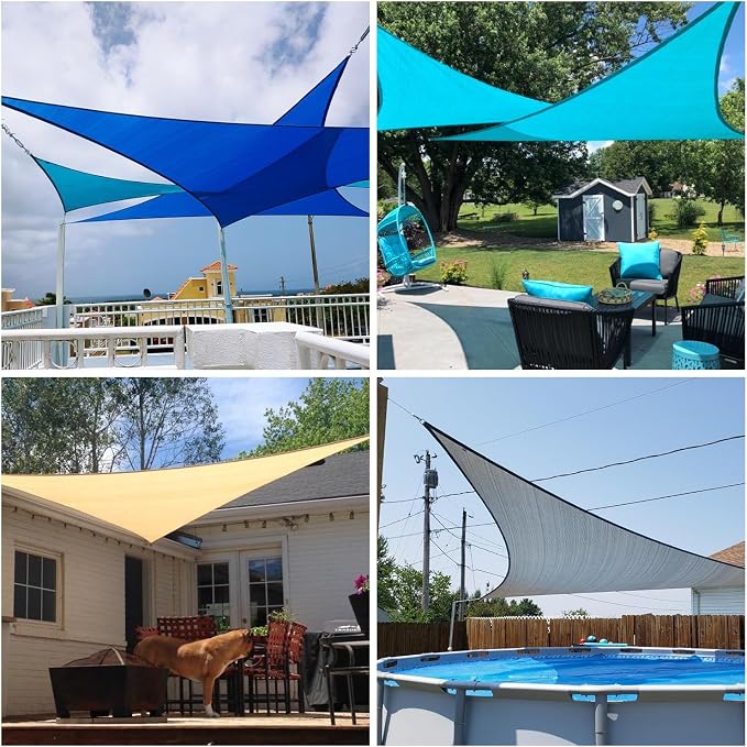 Patio Paradise 14' x 14' x 13'10" Sun Shade Sail Triangle Canopy, Permeable - Image 2