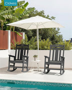 Oversized Outdoor Rocking Chairs Set of 3, 380lbs Heavy-Duty Large Patio Rocker - Image 2