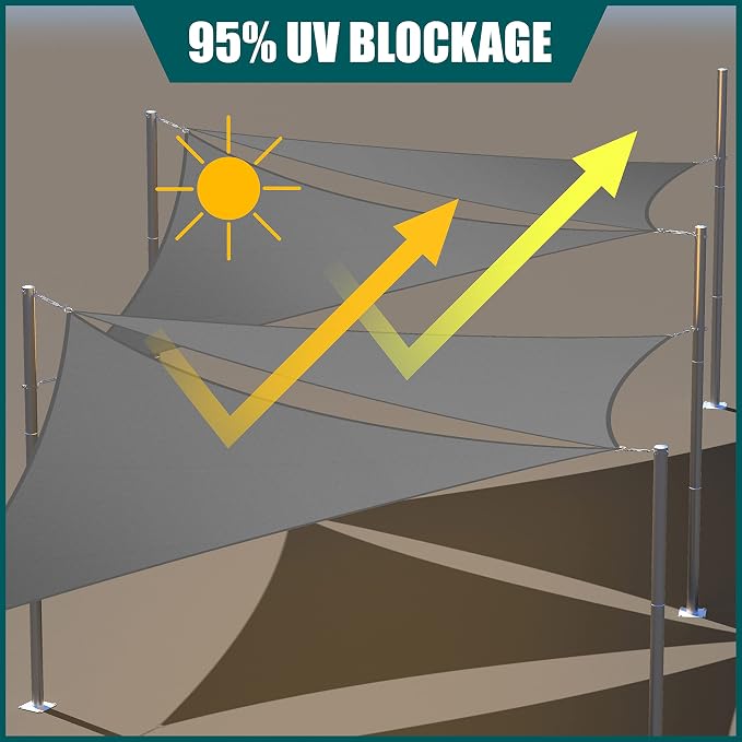 Royal Shade 9' x 16' x 18.4' Grey Triangle Waterproof Sun Shade Sail Order to - Image 3