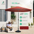 JEAREY 9FT Outdoor Patio Umbrella, Market Umbrella, Burgundy | Outdoor Table - Image 3