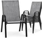 24.4" Wide Outdoor Stackable Chairs Set of 6 | Stacking Patio Chairs by Villeston