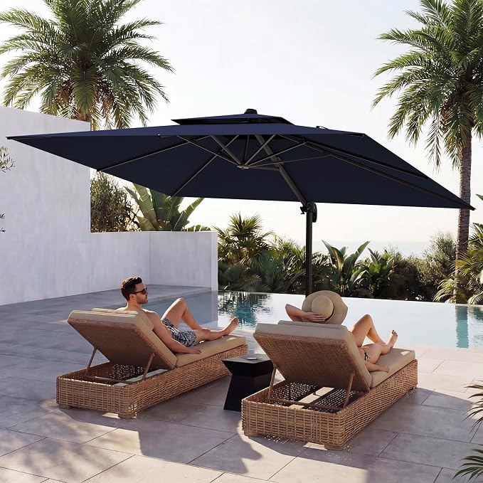 10x13 FT Patio Cantilever Umbrella, Rectangular Heavy Duty Offset Umbrella - Image 9