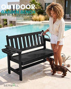 SERWALL HDPE Outdoor Bench, Weatherproof Porch Bench, 1 Pack, Suitable - Image 7