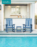 SERWALL HDPE Oversized Outdoor Rocking Chair, Patio Rocking Chair, All Weather - Image 2