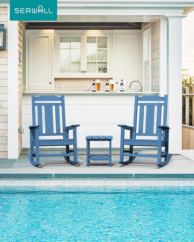 SERWALL HDPE Oversized Outdoor Rocking Chair, Patio Rocking Chair, All Weather - Image 2