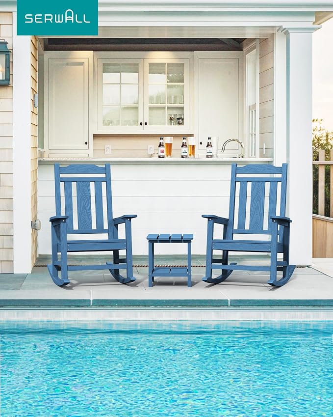 SERWALL HDPE Oversized Outdoor Rocking Chairs Set of 4, Patio Rocker, All - Image 2