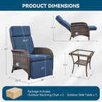 3 Pieces Zero Gravity Wicker Patio Recliner Chairs Set of 2 - Image 2