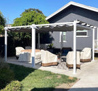 PURPLE LEAF Retractable Pergola 10' x 13' White Pergola, Extra Canopy, anchored by Unknown