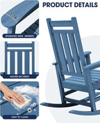 Oversized Outdoor Rocking Chair Set of 6, HDPE Patio Rockers - Image 6