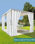 Windproof Outdoor Curtains for Patio Waterproof 6 Pcs 54x95 In White | Grommet - Image 5