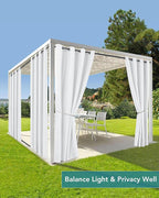 Windproof Outdoor Curtains for Patio Waterproof 4 Pcs 54x95 In White | Grommet - Image 5