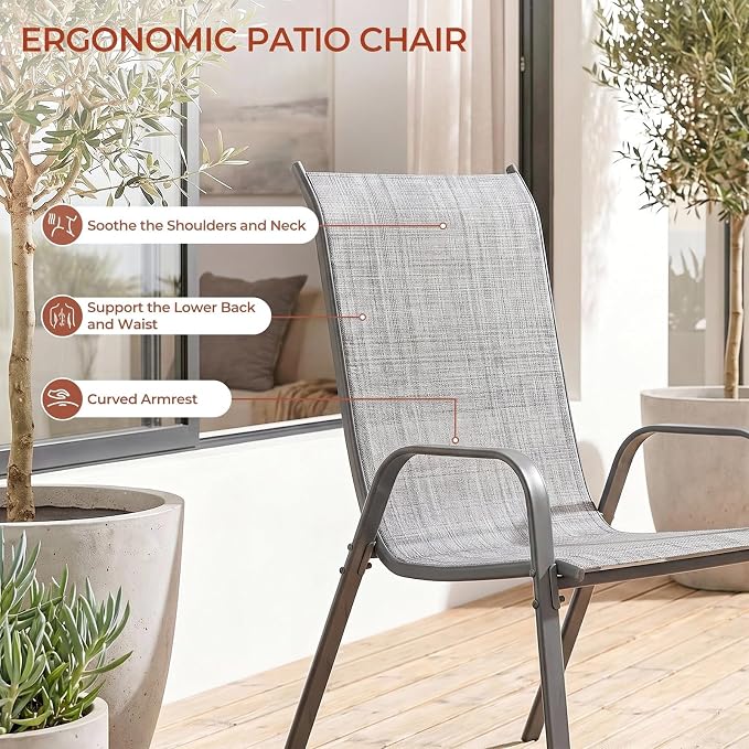 TLSUNNY Patio Chair, Outdoor Stackable Textilene Chairs Set of 8, - Image 6