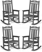Oversized Outdoor Rocking Chairs Set of 4, 380lbs Heavy-Duty Large Patio Rocker by CIOKEA