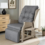Outdoor Recliner with Adjustable Backrest and Footrest, PE Rattan Lounge Chair - Image 3