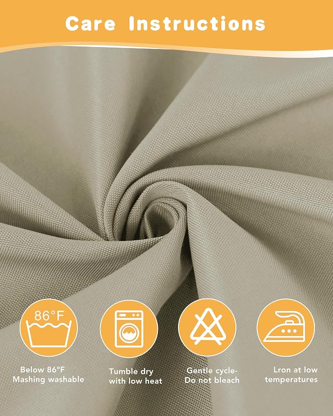 HolidayIdeas Outdoor Curtains for Patio Waterproof 2 Pcs 84x84 Inch Taupe | - Image 5