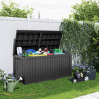 PatioZen 180 Gallon Resin Deck Box, Lockable Patio Outdoor Storage Box - Image 4