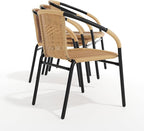 EMMA + OLIVER Beige PE Rattan Stackable Patio Dining Chair, Indoor/Outdoor Use - Image 9