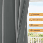 Outdoor Curtains for Patio Waterproof Rod Pocket 6 Pcs 54x84 Inch Grey | - Image 4