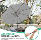 JEAREY 10 ft Outdoor Patio Umbrella w/Tilt and Crank, Light Gray | 8 Sturdy - Image 4