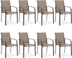 Outdoor Chairs Set of 8, Stackable Patio Dining Chairs by Offeroutdoorsolutions