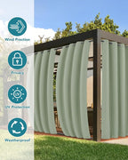 Windproof Outdoor Curtains for Patio Waterproof 4 Pcs 54x95 In Sage Green | - Image 3