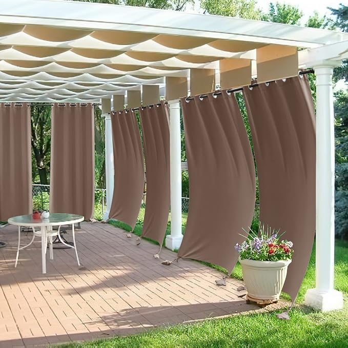 RYB HOME Outdoor Curtains for Patio Waterproof, Windproof - Image 3