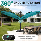 11×11 FT Double-Top Cantilever Patio Umbrella, Lake Blue | Square Offset - Image 2