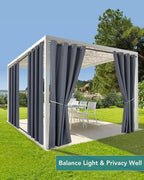 Windproof Outdoor Curtains for Patio Waterproof 4 Pcs 54x95 In Grey | Grommet - Image 5