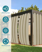 Windproof Outdoor Curtains for Patio Waterproof 4 Pcs 54x108 In Cream | Grommet - Image 3