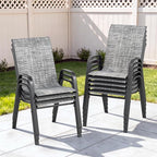 Outdoor Patio Chairs Set of 8 Stackable Dining Chairs All-Weather Textilene by CHINNLUU