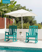 Oversized Outdoor Rocking Chairs Set of 3, 380lbs Heavy-Duty Large Patio Rocker - Image 2