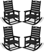 SERWALL Outdoor Rocking Chair Set of 4, Oversized HDPE Rocker, All Weather by SERWALL
