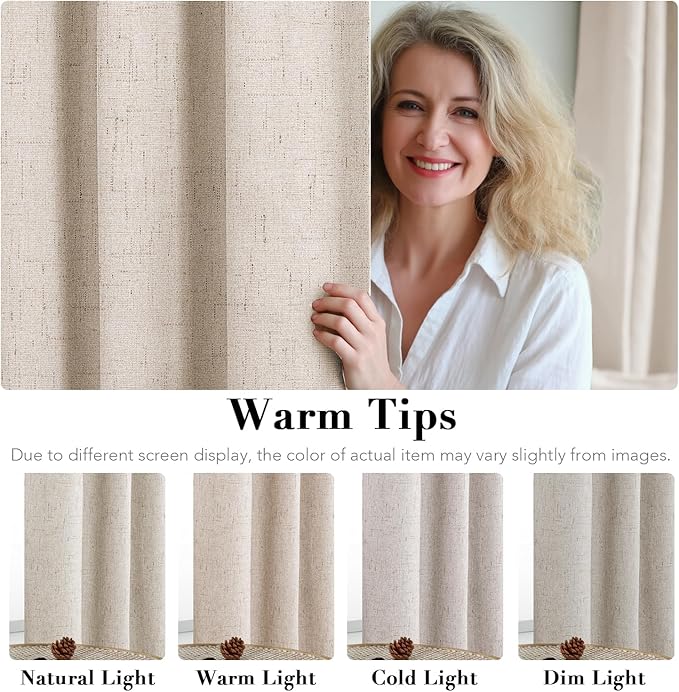 H.VERSAILTEX Linen Blackout Curtains Durable Thick Textured Linen Look 100% - Image 7