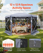 VEVOR Pop up Gazebo Screen Tent, 12 x 12 ft Large 6-Sided Camping Canopy Tent - Image 2