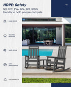 Oversized Outdoor Rocking Chair Set of 2, HDPE Patio Rockers - Image 7