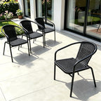 8 Pack Black Stackable Outdoor Rattan Chairs, All-Weather Patio Seating - Image 3