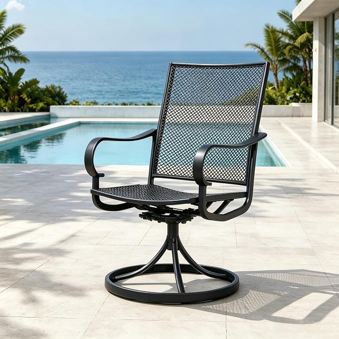 Outdoor Patio Dining Chairs Set of 4, All-Weather Metal Mesh Chairs - Image 3