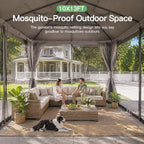 10'x13' Outdoor Gazebo, Metal Frame Heavy Duty Patio Canopy Tent Shelter - Image 3