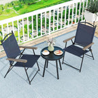 GIANTEX Set of 2 Patio Folding Chairs, Outdoor Patio Dining Chairs w/Armrest - Image 8