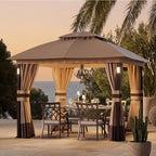Patio Gazebo 10'x10' with LED Lights & Bluetooth Speaker, Heavy Duty Outdoor - Image 2