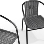 Flash Furniture Lila 2 Pack Gray Rattan Indoor-Outdoor Restaurant Stack Chair | - Image 13