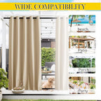 NICETOWN Outdoor Curtains for Patio Waterproof W66xL90 Biscotti Beige | - Image 7