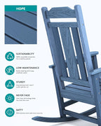 SERWALL Outdoor Rocking Chairs Set of 2, Oversized Patio Rocker Unique Blue | - Image 6