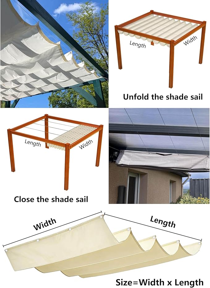 Sun Shade Sail Retractable Wave Waterproof 4' x 13' Shade Cloth Waterproof - Image 5