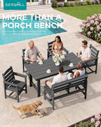 SERWALL Armless Outdoor Bench, All Weather HDPE Porch Bench, 1 Pack, Suitable - Image 4
